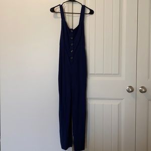 Navy blue buttoned up jumpsuit